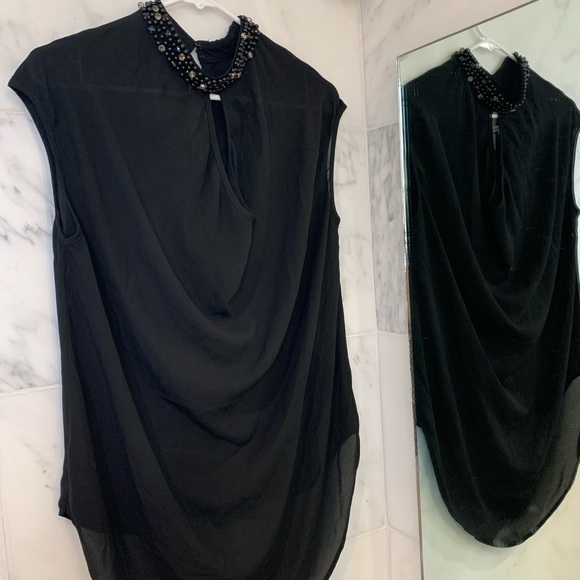 Bellatrix Sleeveless Top w/ Beaded Collar (Small) - Picture 1 of 2